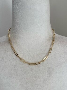 Gold Plated 925 Sterling Silver Paperclip Chain Necklace Made in Italy